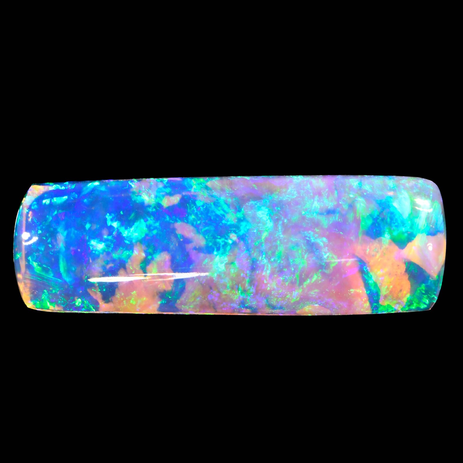 Top Gem Neon Green Blue Fire Rectangle Crystal Boulder Opal 3.3 ct