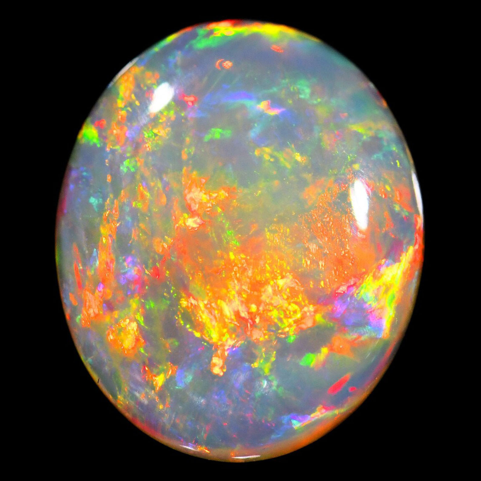 Gem Multi Fire Oval Shape Crystal Opal 2.15 ct