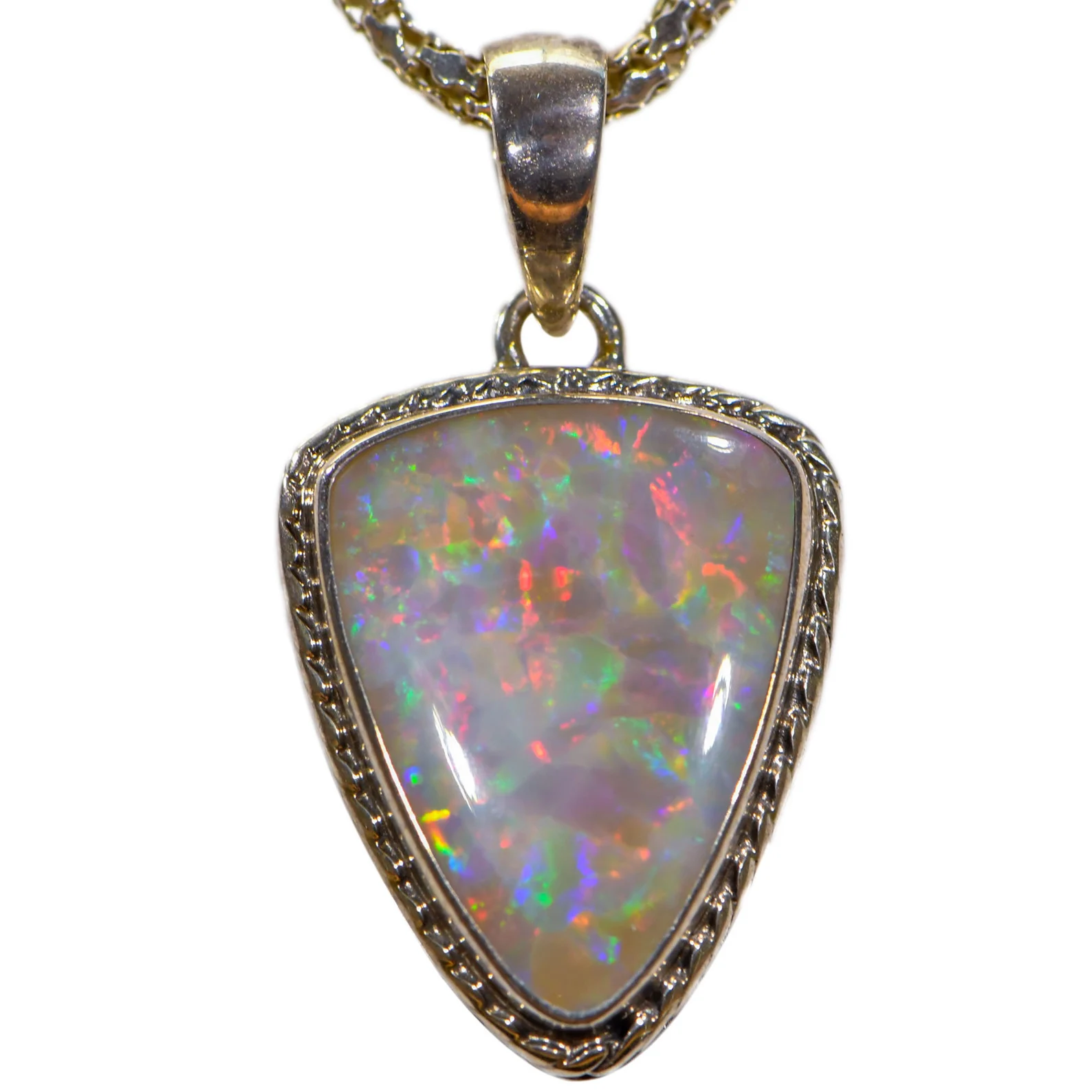 Stunning Rainbow Lightning Ridge Dark Opal set in 925 Silver Pendant with 925 Silver Necklace 45.8 ct