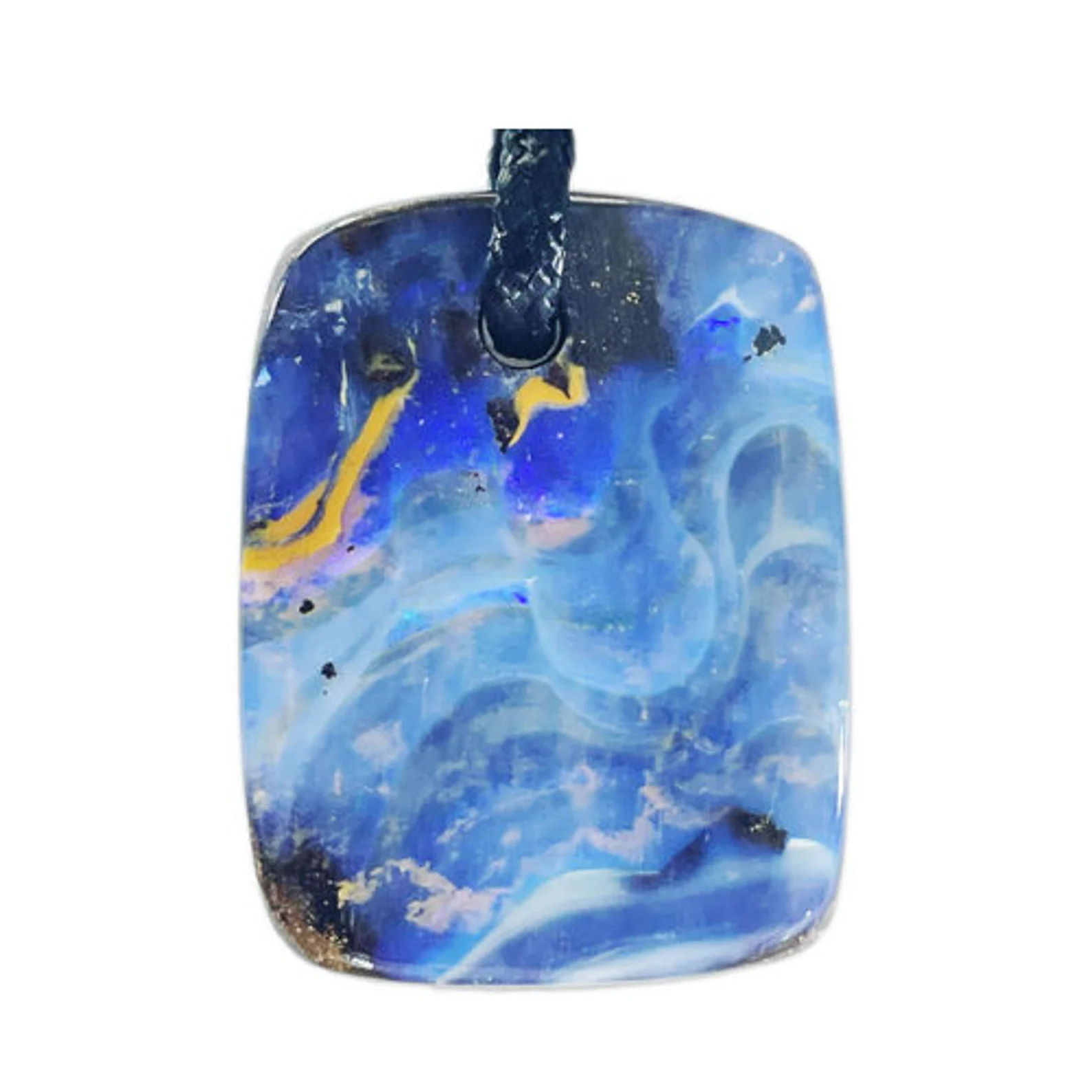 Australian Boulder Opal Pendant with Adjustable Black Rope Necklace 69 ct