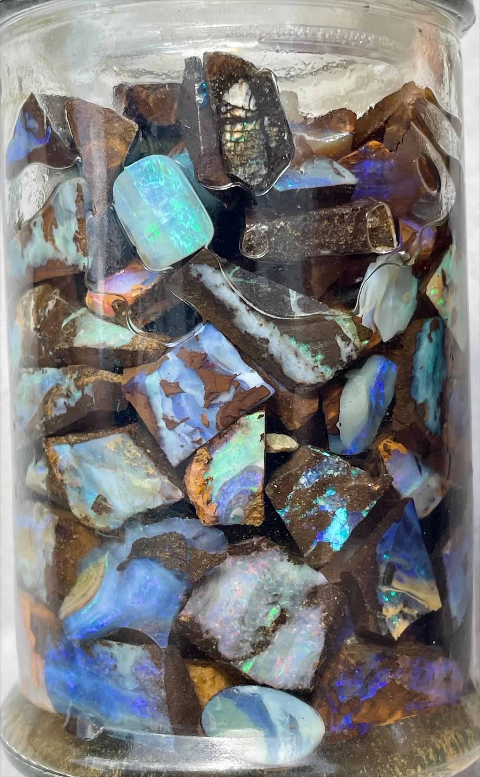 Boulder Opal Rough Jar approximate 150 pieces