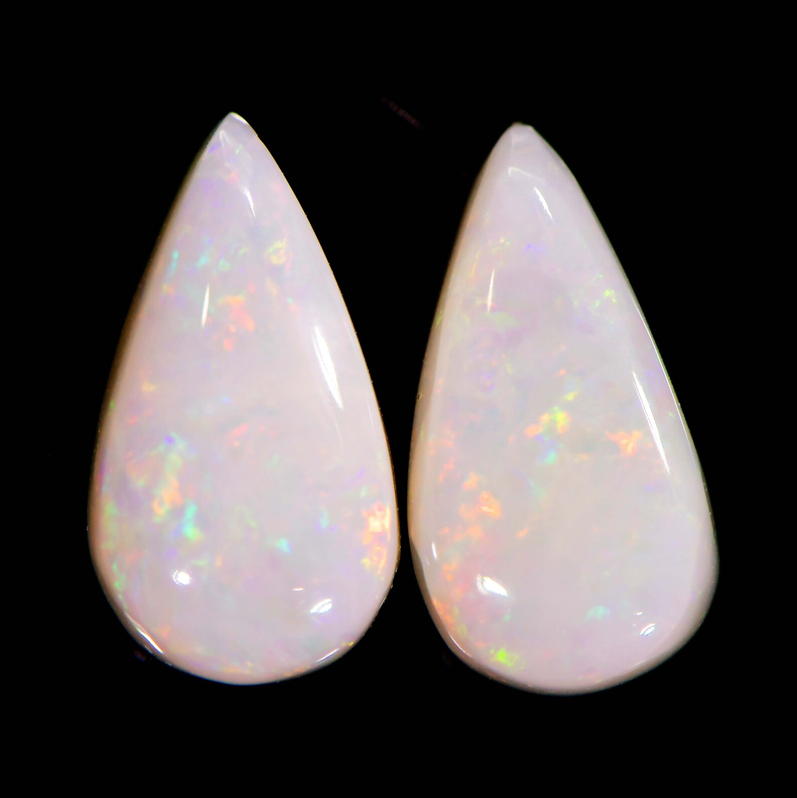 Teardrop Australian White Opal Pair 2.44 ct