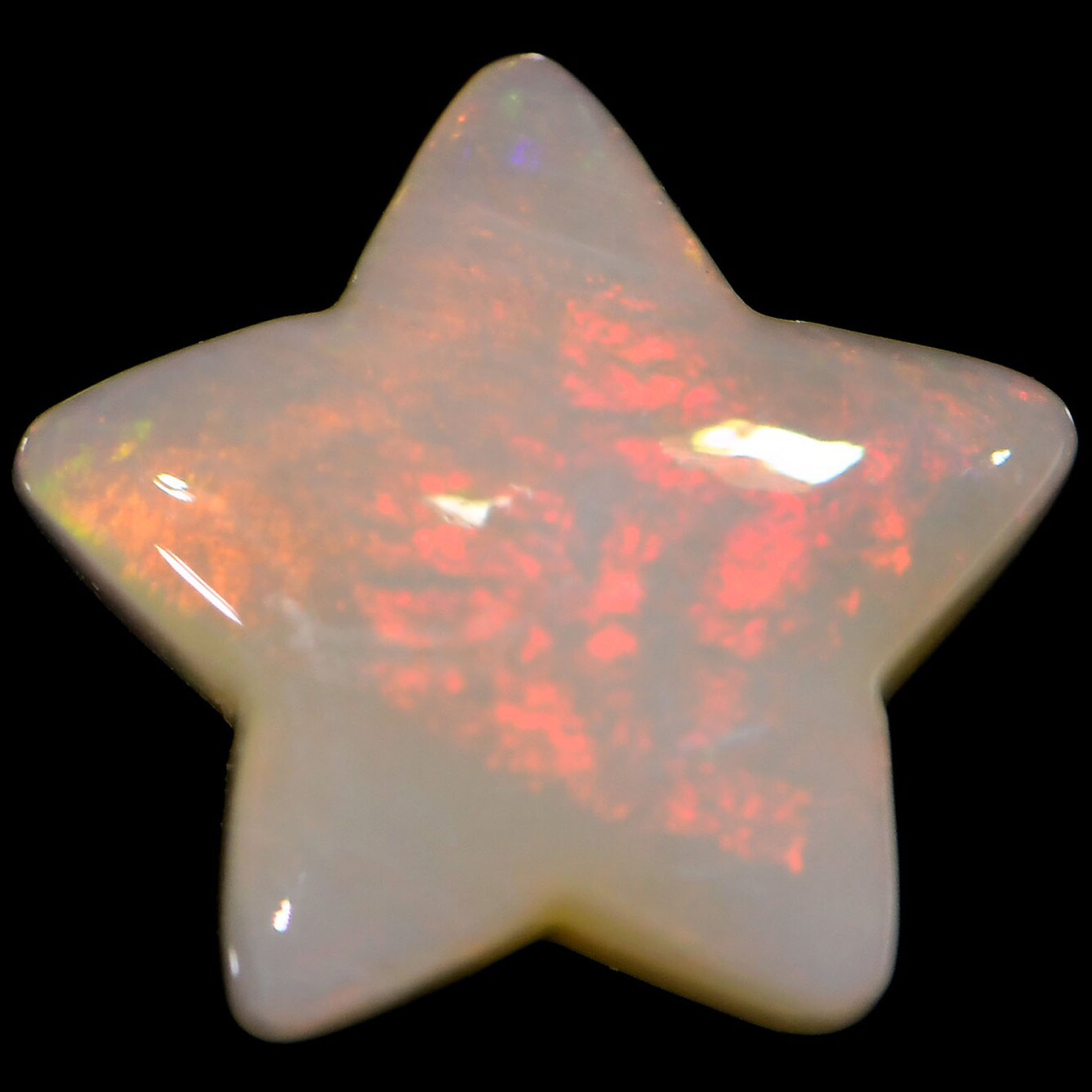 Orange Red Fire Star Shape White Opal 1.39 ct