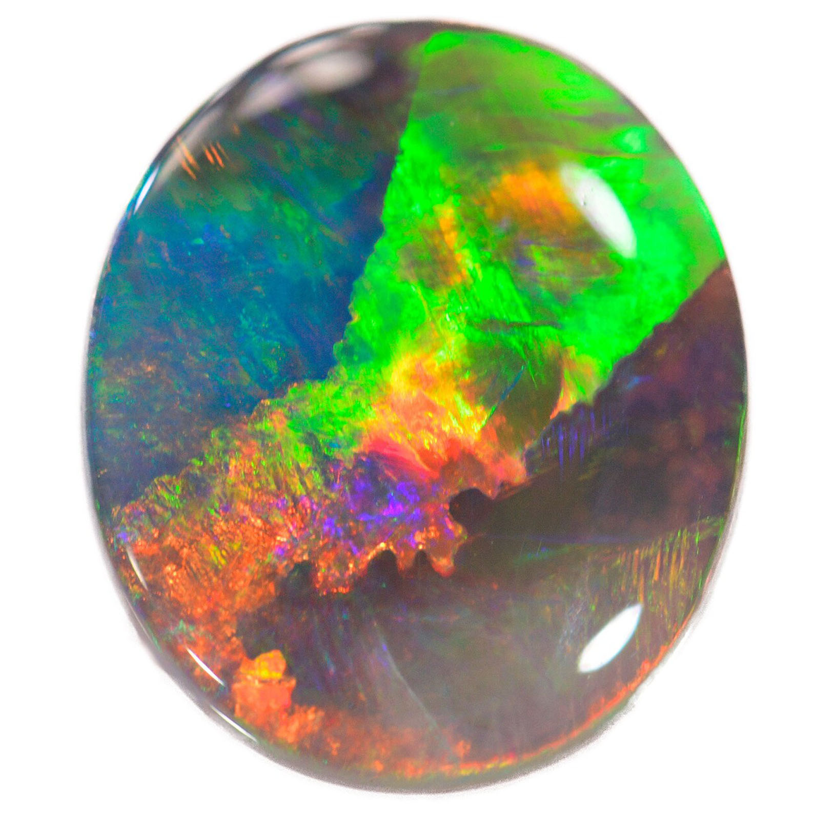 Neon Orange Green Flash Dark Opal 2.15 ct