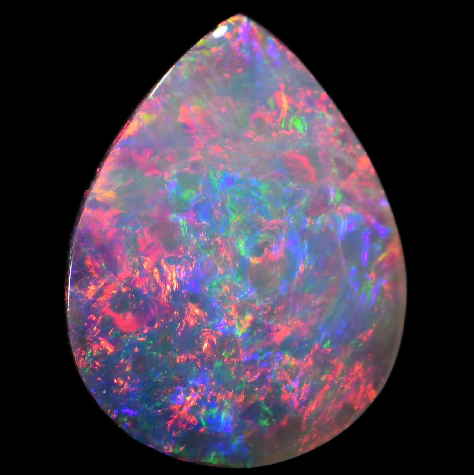 Dark Opal 1.2 ct, Red Teardrop Opal 11x9x2 mm