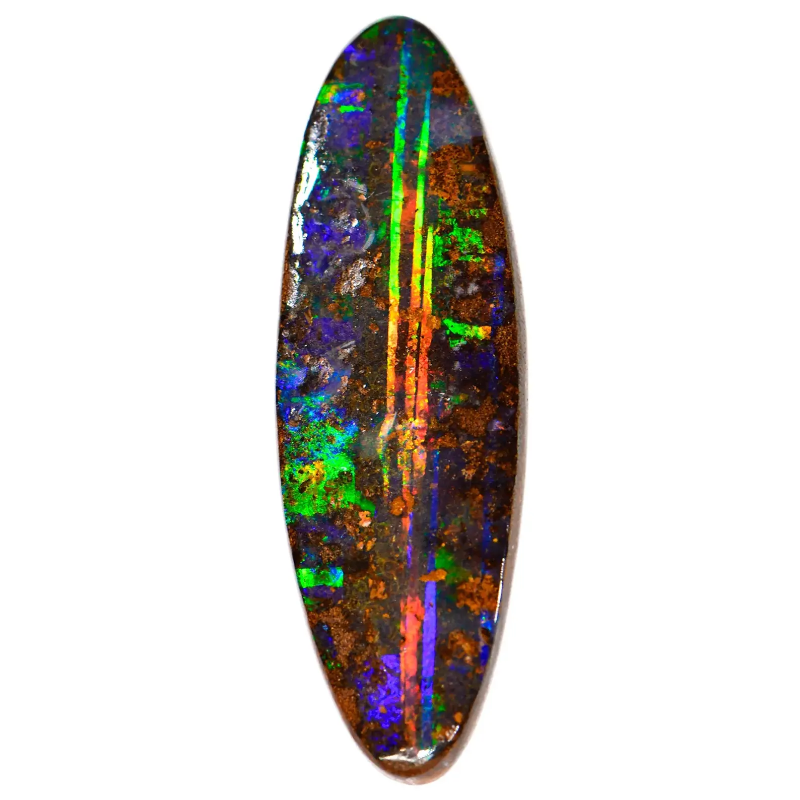 Neon Rainbow Strips Top Gem Australian Boulder Opal 23.9 ct